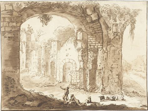 Landscape With Ruins Jurriaan Cootwijck Drawing By Jurriaan Cootwijck
