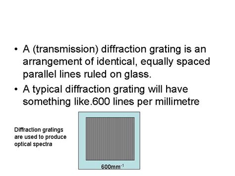 The Diffraction Grating A Transmission Diffraction Grating Is