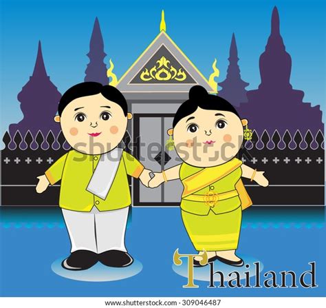 Thai Cartoon Cartoon Thailand Tradition Illustration Stock Vector
