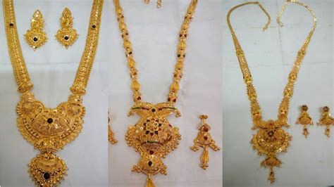 Gold Long Necklaces Sets Designs Gold Haram Sets Designs