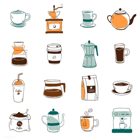 Set Of Coffee Shop Theme Icons Vector Free Image By