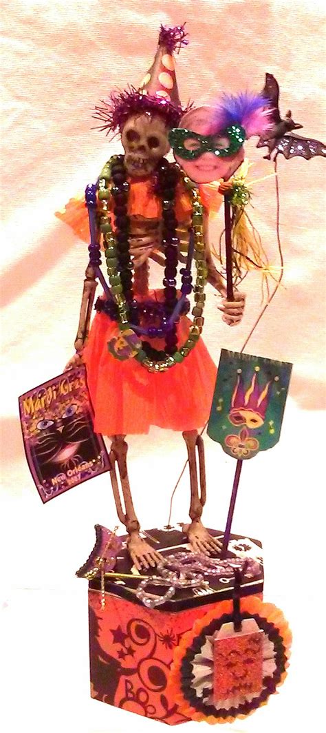 A Skeleton Dressed Up As My Niece In A Mardi Gras Dancer Costume 8