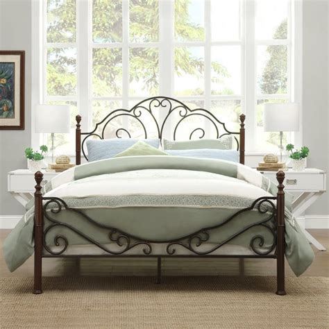 Weston Home Adison Graceful Scrolls Poster Metal Queen Bed Iron Bed Frame