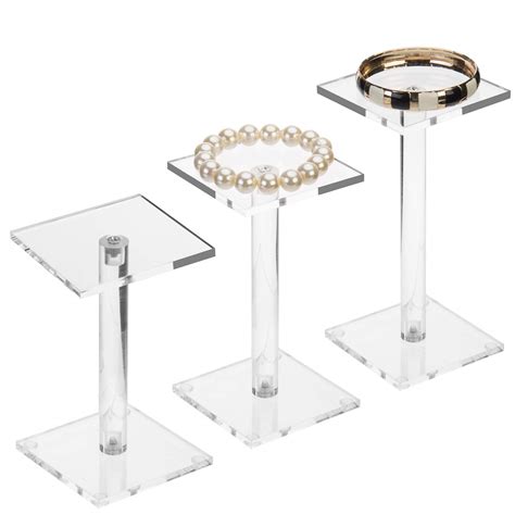 buy myt premium clear acrylic square pedestal display riser stands set of 3 online at