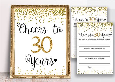 30th Birthday Party Pack 30th Birthday Sign And Game Card Etsy