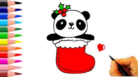 Noel Çorabında Sevimli Panda Çizimi How To Draw Panda In Christmas