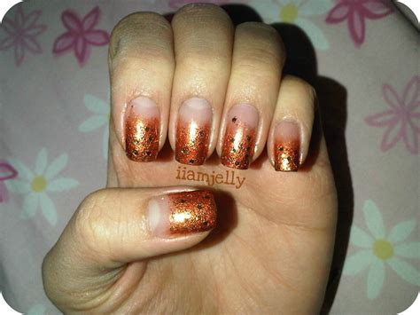 Jellys Nails Copper Glitter Gradient Nails