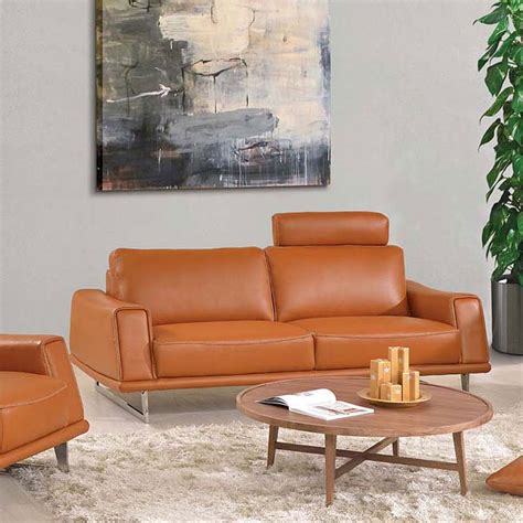 531 Orange Leather Living Room Set Esf Furniture Furniture Cart