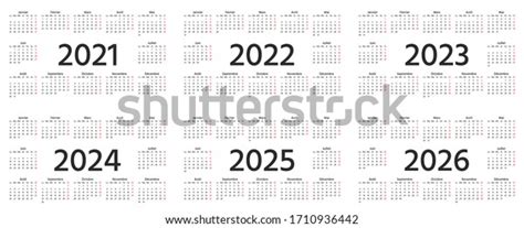 French Calendar 2021 2022 2023 2024 Stock Vector Royalty Free