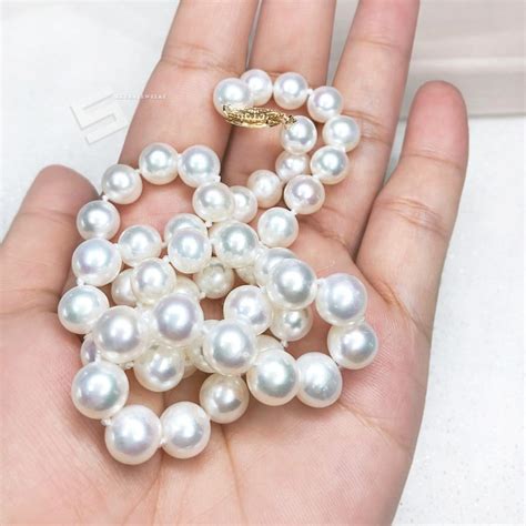 Aaa Grade Pearls And K Gold Necklace Freshwater Cultured Etsy Canada