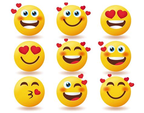 emoji valentines inlove emoticon vector set emoticons love characters in smiling blushing and