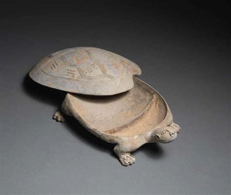 A Tortoise Shaped Pottery Ink Stone And Cover Han Dynasty 206 Bc 220