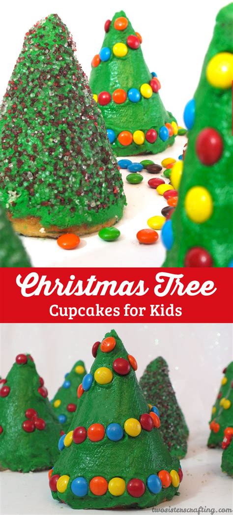 It's worth all the preparation and can be made in advance of christmas. Christmas Tree Cupcakes for Kids - Two Sisters