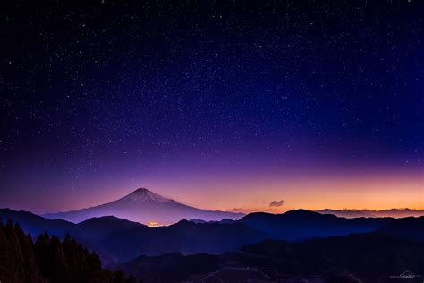 Stars Over Mt Fuji Computer Wallpaper Hd Laptop Backgrounds Nature