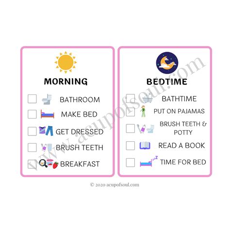 Printable Kids Daily Routine Chart — A Cup Of Soul