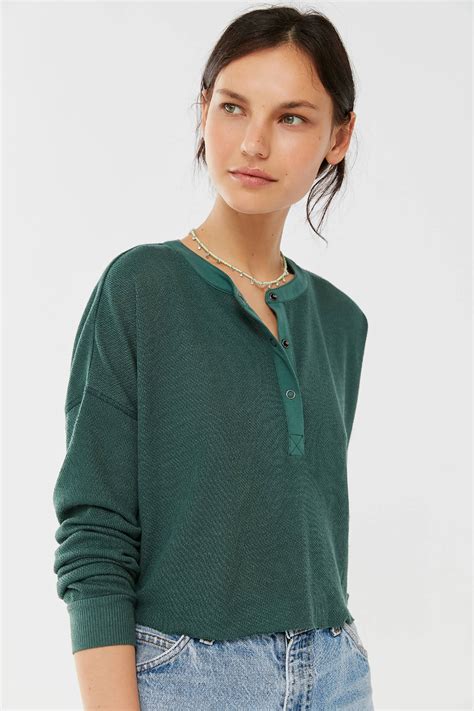 Out From Under Emmy Cropped Henley Top Urban Outfitters Henley