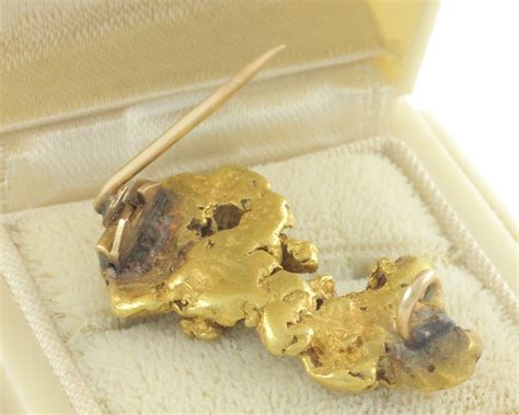Reserved For Nate Victorian 24k Pure Gold Nugget Brooch Antique