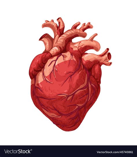 Realistic Red Heart Real Internal Human Organ Vector Image