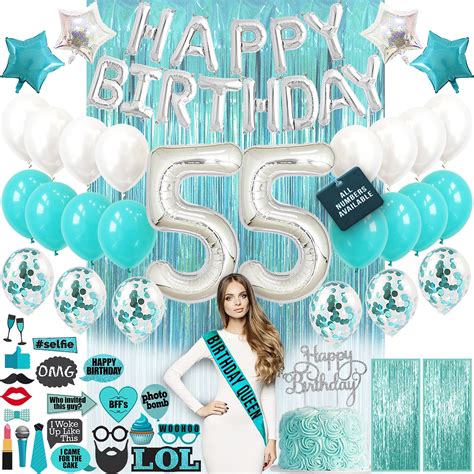 55th Birthday Decorations Party Supplies 55 Banner Teal Green Etsy