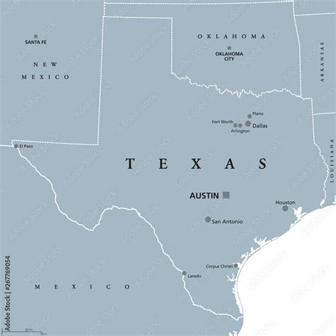 Vettoriale Stock Texas Political Map With Capital Austin State In The