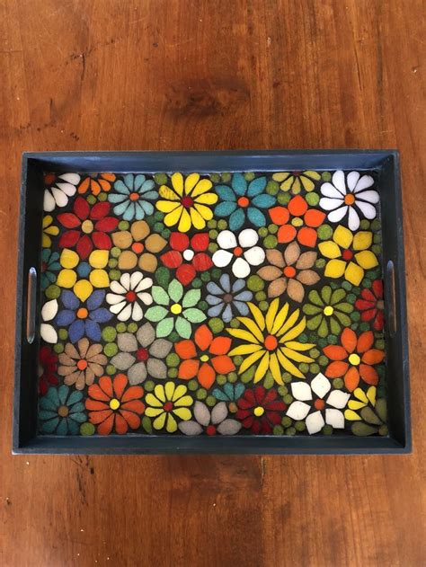 Serving Tray Mosaic Artwork Mosaic Art Mosaic Flowers