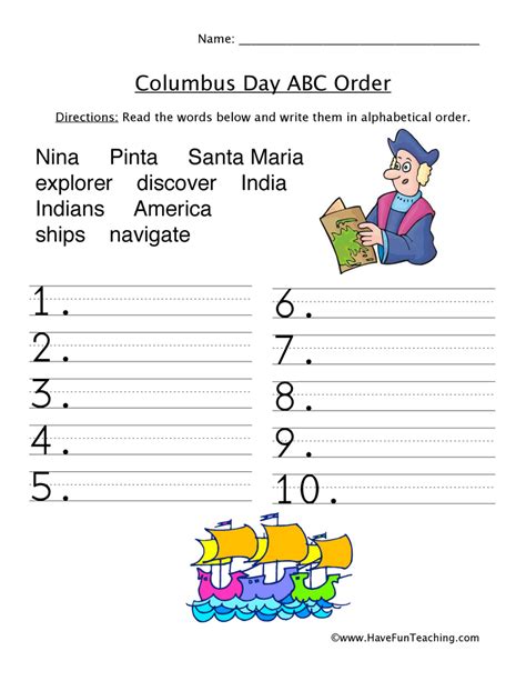 Free Printable Columbus Day Worksheets Printable Templates
