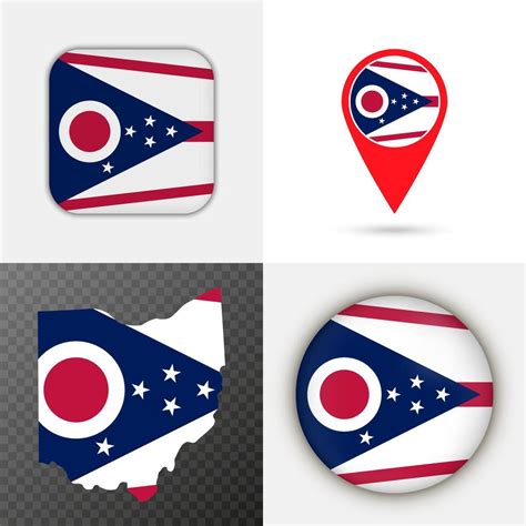 Set Of Ohio State Flag Vector Illustration 15260597 Vector Art At