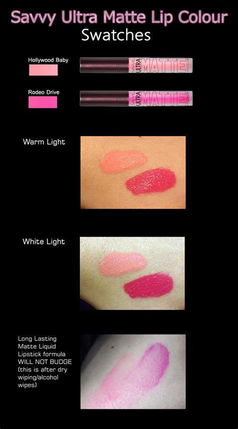 Savvy Ultra Matte Lip Colour Swatches