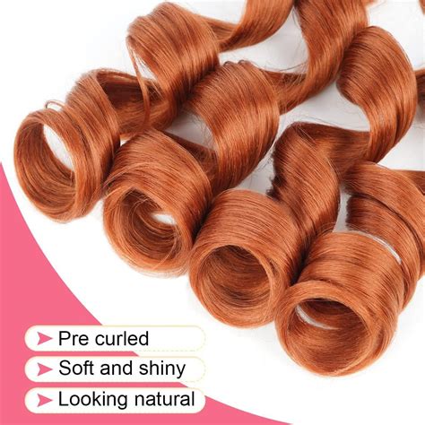 Wipporya Ginger French Curly Braiding Hair Inch Soft Ginger Braiding Hair Pre Stretched Loose
