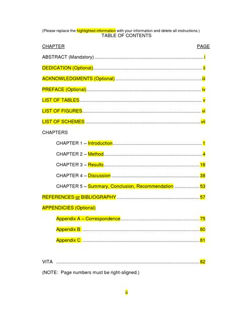 For example, a dissertation or thesis. Apa Table Of Contents Example 6Th Edition Owl Template Word within Apa Table Template Word in ...