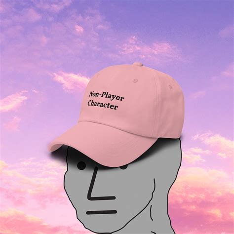Npc Minimalist Embroidered Hat Pastel Non Player Character Meme Hat
