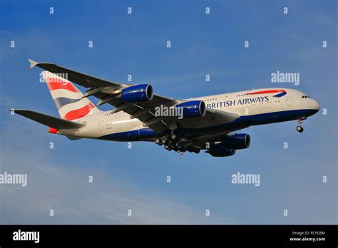 British Airways Airbus A380 Landing At London Heathrow Airport Hi Res