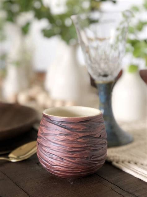 Copper Ceramic Handleless Tea Cup Yunomi Japanese Tea Cup Etsy