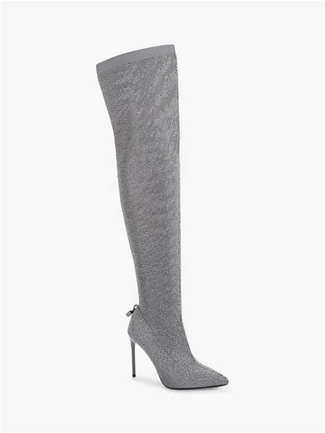 Carvela Vixen Jewelled High Heel Over The Knee Boots Grey 3