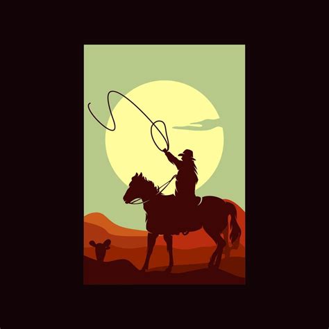 Cowboy Riding Horse Silhouette At Sunset Logo 20801866 Vector Art At