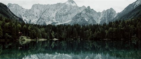 Download Wallpaper 2560x1080 Lake Mountains Trees Landscape