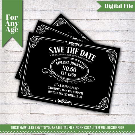 Save The Date For A Birthday Party 50th Birthday Save The Etsy