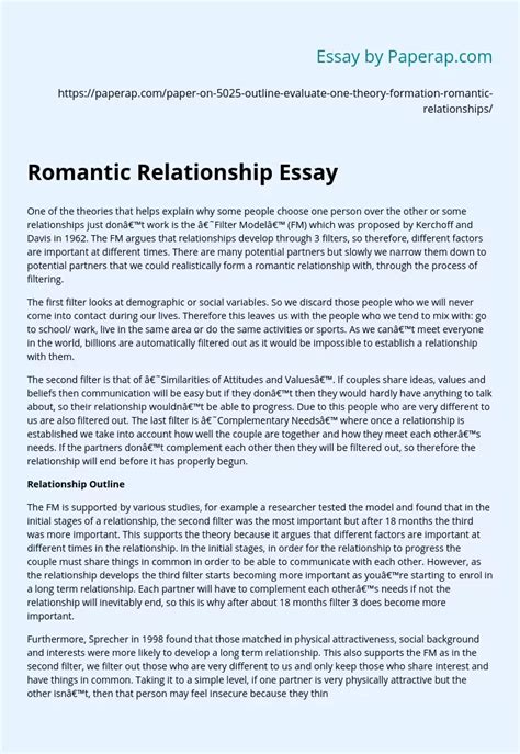Romantic Relationship Essay Free Essay Example
