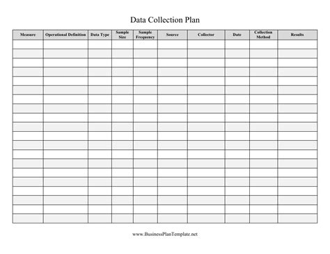 Data Collection Plan Template Download Printable Pdf Templateroller