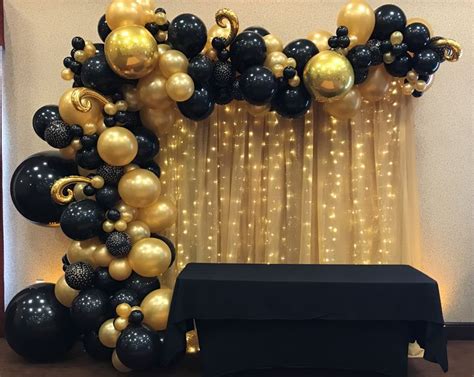 Demi Balloon Garland 50th Birthday Decorations Black And Gold Party Decorations Gold Party
