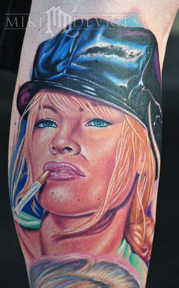 Pam Anderson Tattoo By Mike Devries Tattoos Portrait Realism