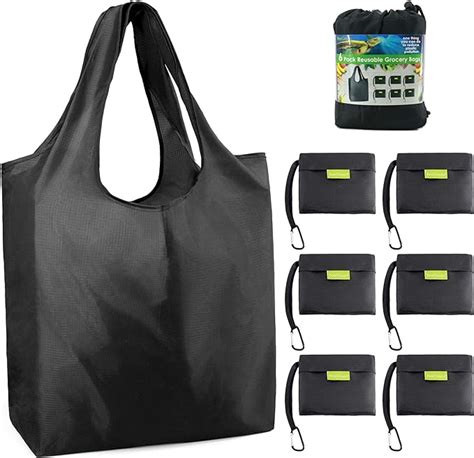 Black Grocery Bags Reusable Foldable Shopping Bags Large 50lbs Reusable