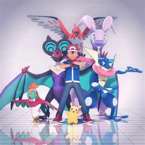 Ash Ketchum Kalos Team By Mmdsatoshi Pokemon Firered Dragon Pokemon Fan Art Pokemon Kalos