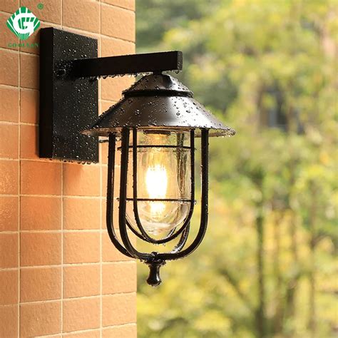 Vintage Outdoor Wall Light LED Waterproof Industrial Decor Outside Lamp Black Sconce Lighting