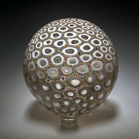 Multicolour Thread Sphere David Patchen Art Glass Sculpture Artful Home Glass Vessel Glass