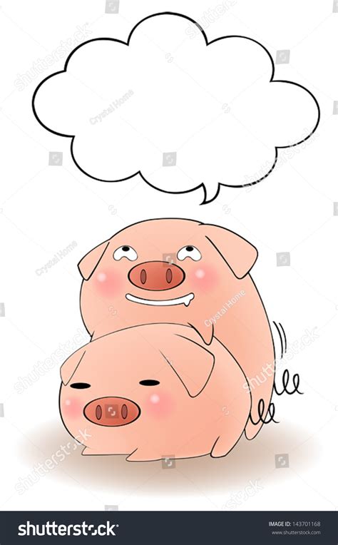 Two Cartoon Animal Couple Pigs Having Stock Vector 143701168 Shutterstock
