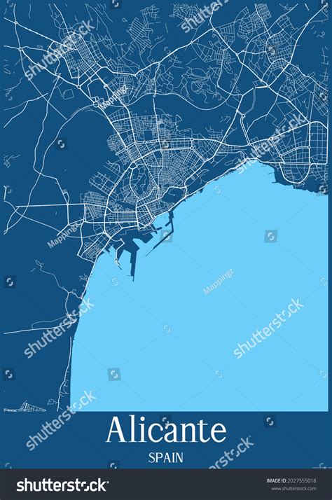 Blue City Map Alicante Spain Stock Illustration Shutterstock