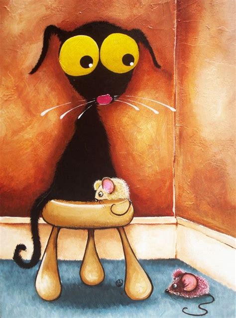 Stressie Cat Original Painting Acrylic On Canvas By Lucia Stewart On