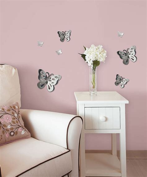Butterfly 3 D Mirror Wall Decal Set Butterfly Wall Decals Mirror