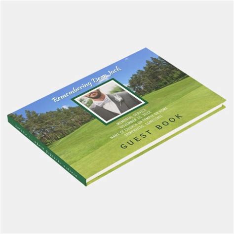 Golf Memorial Service Add Your Own Photo Golfer Guest Book